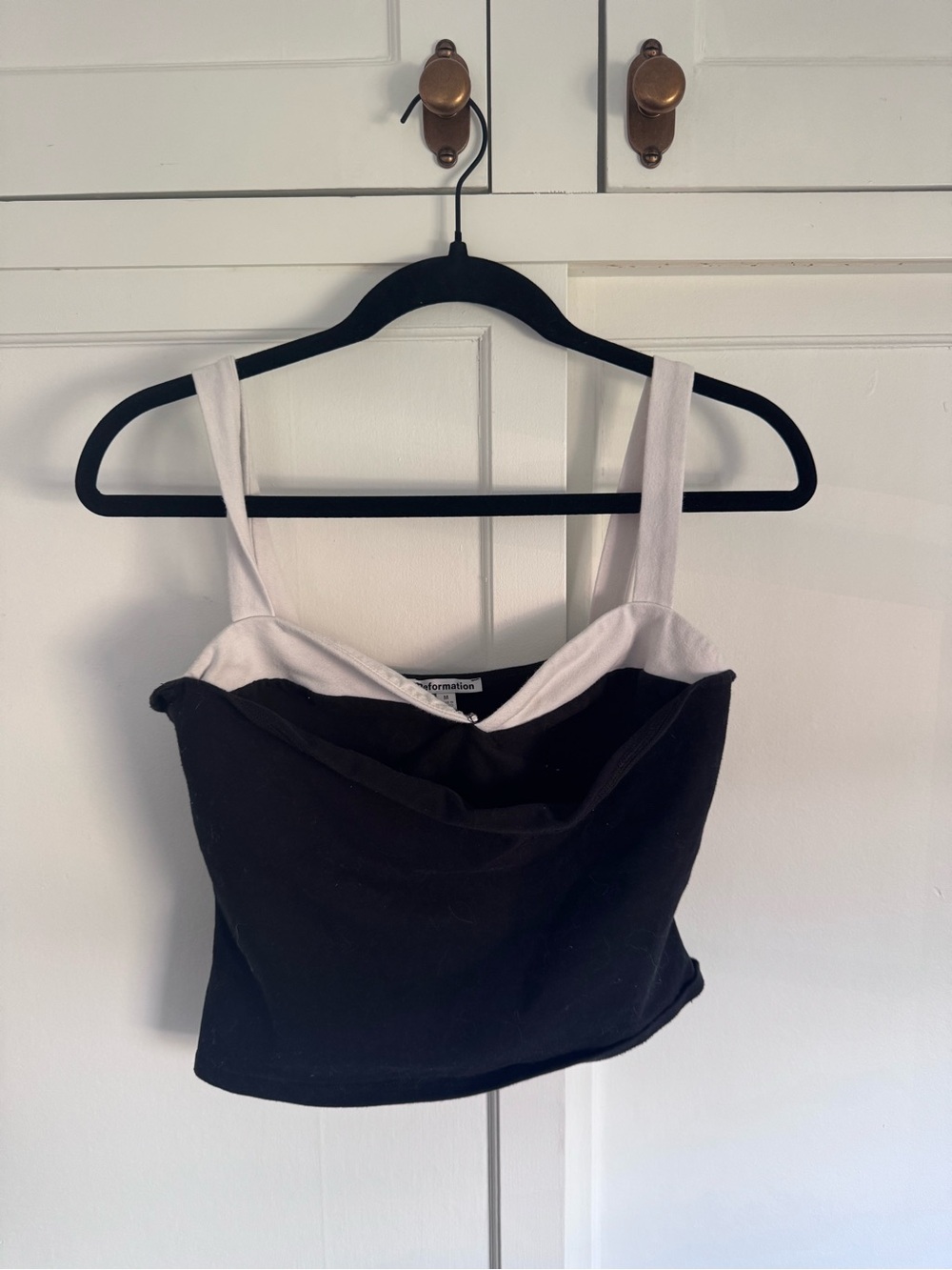 Reformation Women’s Black with White Trim Two-Tone Camisole
